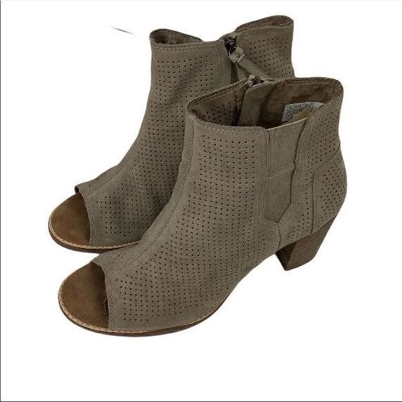 Tom's Peep Toe Booties Majorca Toffee Suede - Picture 5 of 10